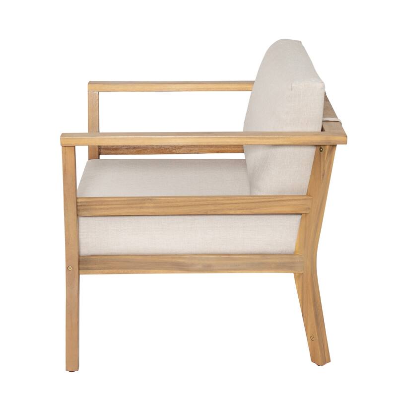 Scott Living - Calix Patio Acacia Wood 4 Piece Conversation Set with Cushion
