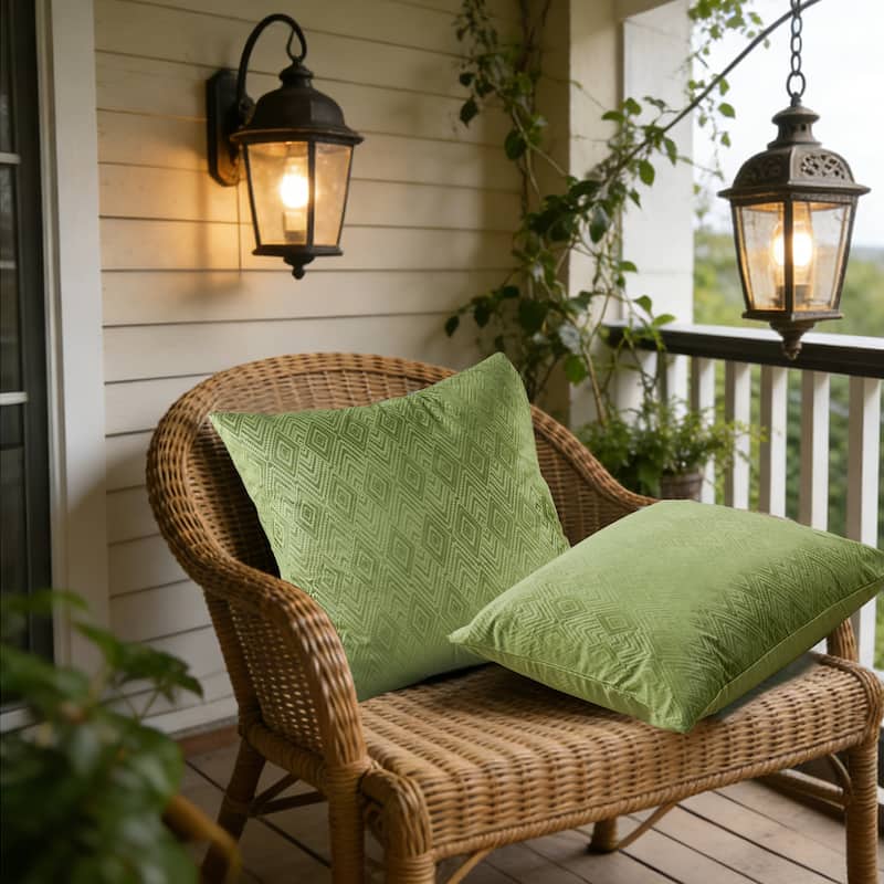 Tonopah Ikat Velvet Throw Pillow Cover Set, NO INSERT - 26" x 26" - Avocado