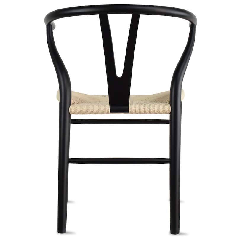 Set of 2 Modern Wood Dining Chair With Back Armchair Hemp Seat For Home Restaurant Office Kitchen