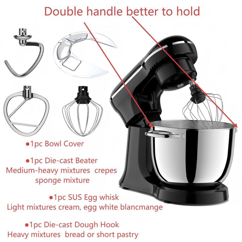 5L+4.5L Electric Food Mixer with timing, 12 Speeds Portable Lightweight Kitchen Mixer for Daily Use