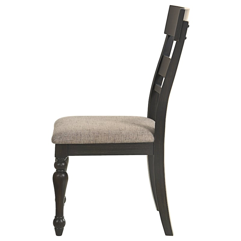 Charcoal Gray/Stone Brown Fabric Upholstered Wood Frame Dining Chair, Set of 2, Sturdy Dining Chair for Dining Rooms - 21.75