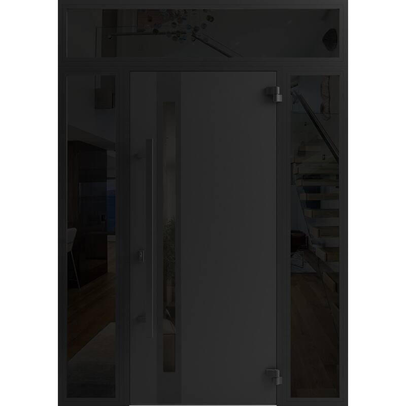 Front Exterior Prehung Steel Door Ronex 1033 Teak Entry Metal Painted W36xH80 Left hand Inswing