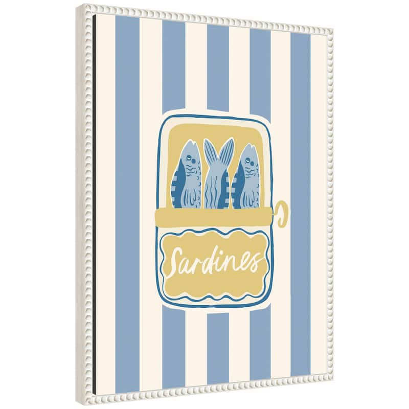 Kate and Laurel Coastal Sardines by Aislinn Simmonds Duchess Plum Framed Canvas Wall Art Print - 18x24