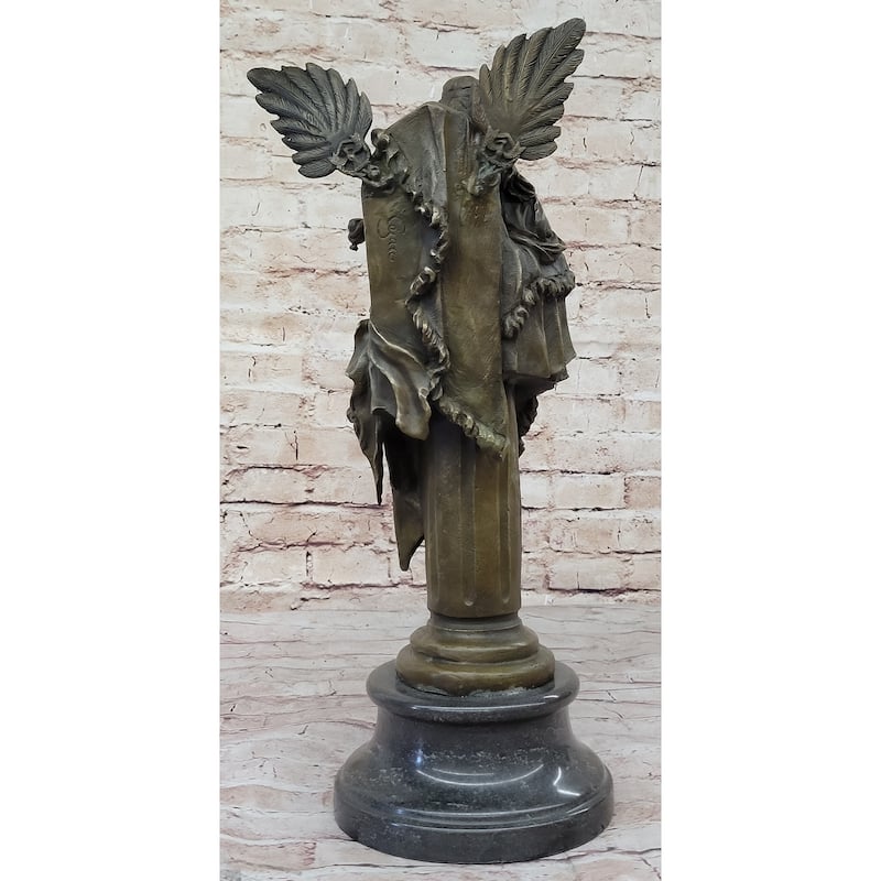 Mythical Fantasy Winged Goddess Angel Queen On Throne - Bronze Original Art Sculpture