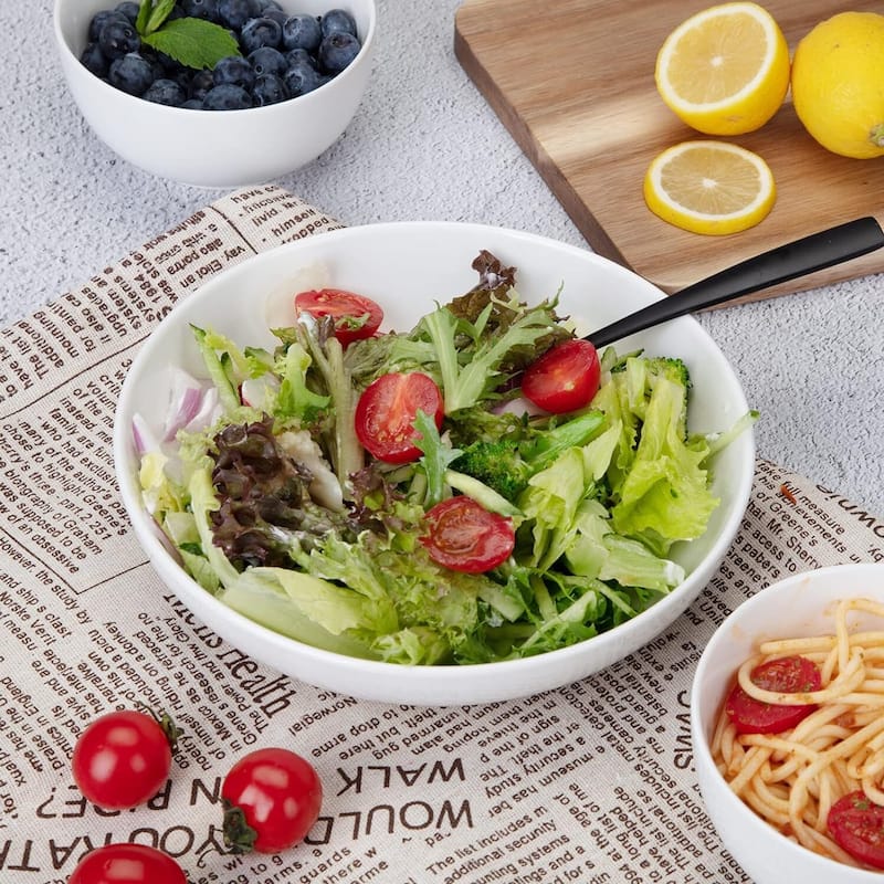 White Bowl Sets for Salad Soup Pasta Popcorn Fruits