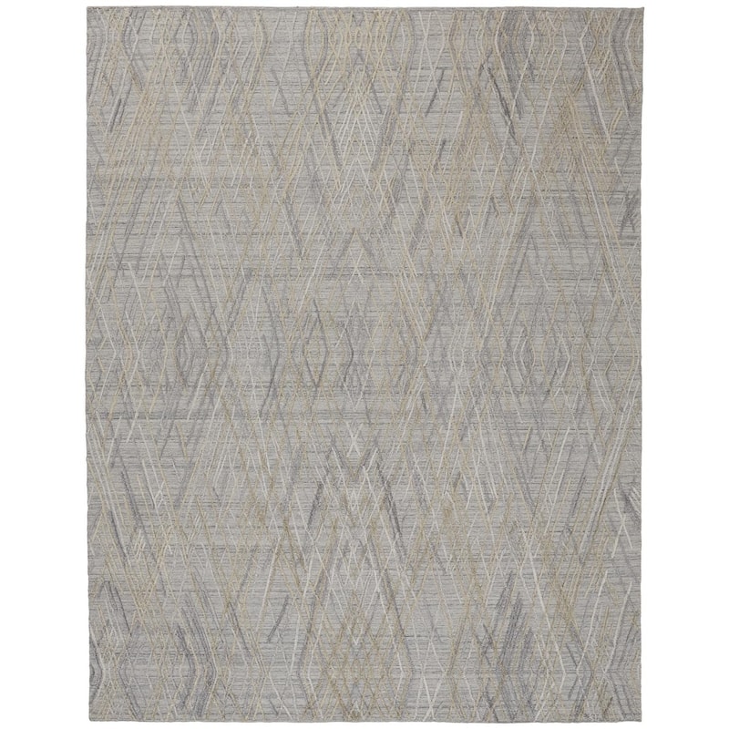 Huntley Abstract Diamond Accent Rug, High/Low, Silver Gray/Dusty Blue - 2' x 3' - Gray Mist/Oyster Gray/Taos Taupe