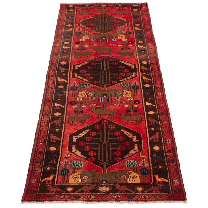 ECARPETGALLERY Hand-knotted Anadol Red Wool Rug - 3'6 x 10'0