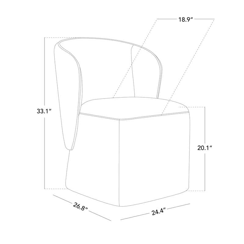 Kyle Morden Fabric Dining Room Chair with Casters Wrap-round Back
