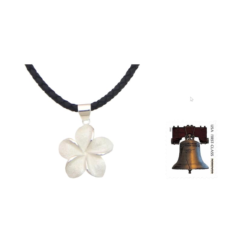 Sterling Silver 'Frangipani' Necklace - Black/ Silver