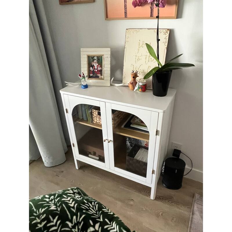Nathan James Mason Sideboard Buffet with Glass Doors and Adjustable Shelves