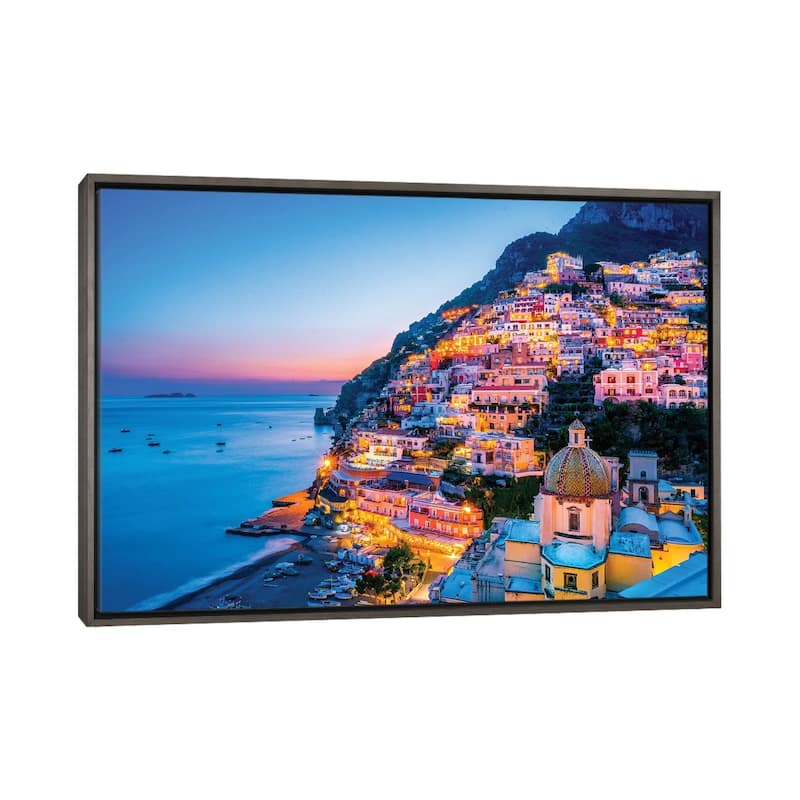 "Positano, Church Santa Maria Assunta Sunset " by Susanne Kremer Framed