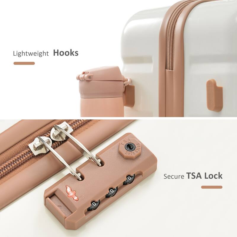 Luggage Sets 4 Piece, ABS Durable Suitcase with Travel Bag