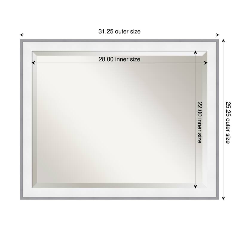 Maya Beveled Framed Wall Mirror - 31 x 25 in - Maya White Silver