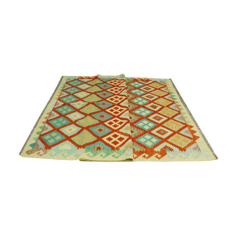 Sangat Flatweave Morris Red/Beige Rug - 6'9" x 9'9"