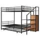 preview thumbnail 8 of 30, Versatile Design Twin over Full Metal Bunk Bed with Trundle and Lateral Storage Practical Step Ladder and Built-in Wardrobe