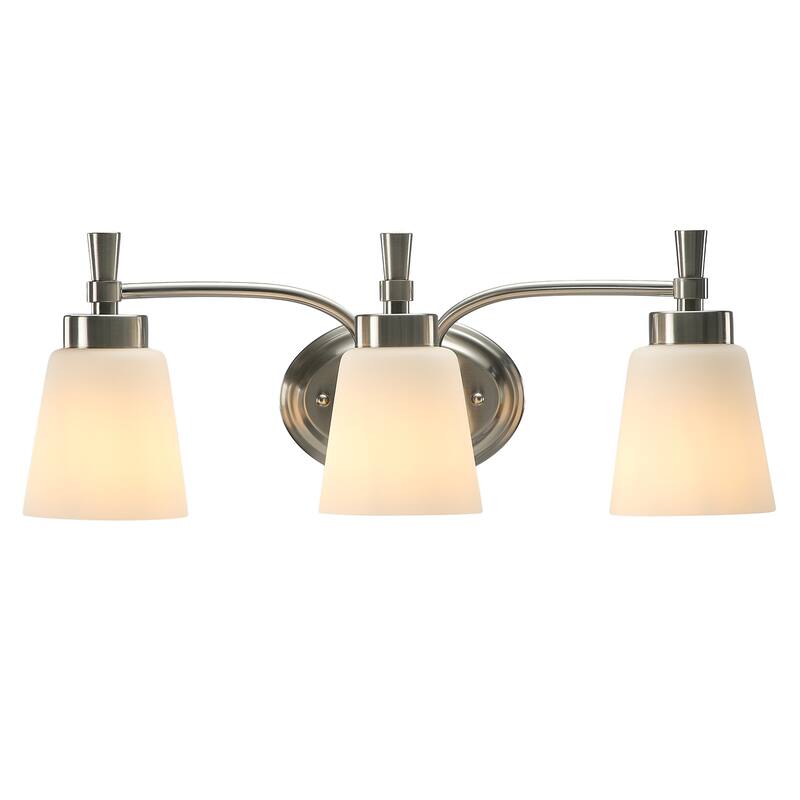 Industrial Brushed Nickel 3-Light Vanity Light with Glass Shade