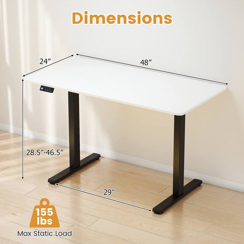 Costway 48” x 24” Electric Standing Desk with LED Display 2 Memory