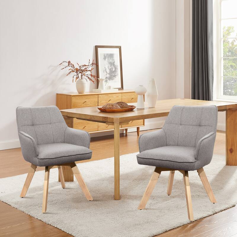 Art Leon Swivel Fabric Dining Arm Chair (Set of 2) - Grey