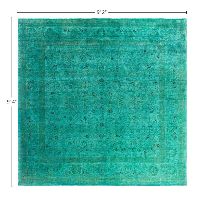 Fine Vibrance One-of-a-Kind Hand-Knotted Area Rug - Green, 9' 2" x 9' 4" - 9' 2" x 9' 4"