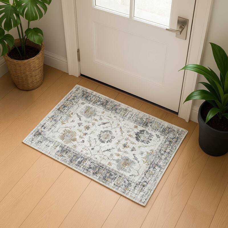 Premium Washable Super Soft Vintage Traditional Mayfield Rug - Ivory - 1'8" x 2'6"