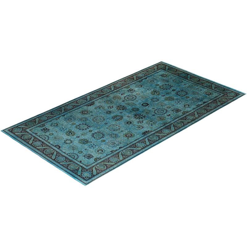 Overdyed, One-of-a-Kind Hand-Knotted Area Rug - Blue - 8' 1" x 15' 4"