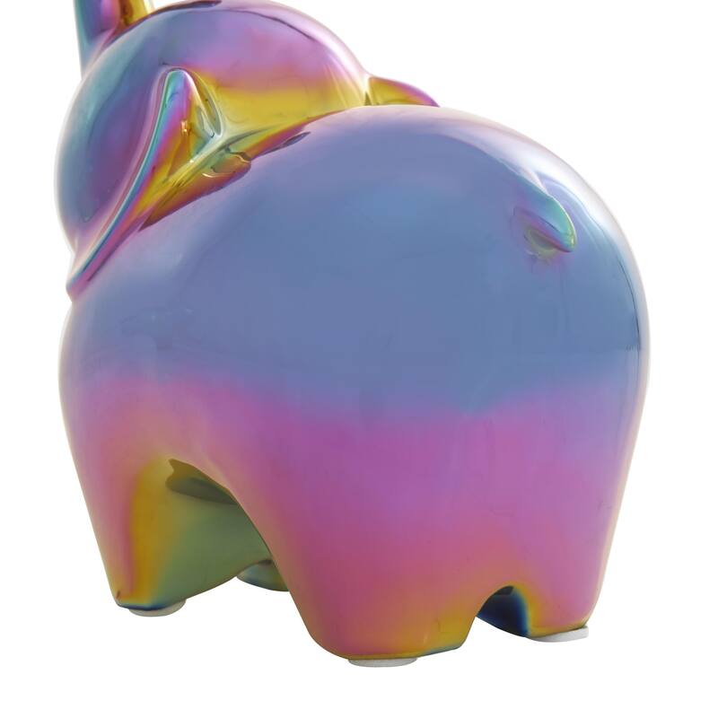 The Novogratz Gold, Silver, Black, White or Multi Colored Porcelain Ceramic Elephant Decorative Sculpture (Set of 2)
