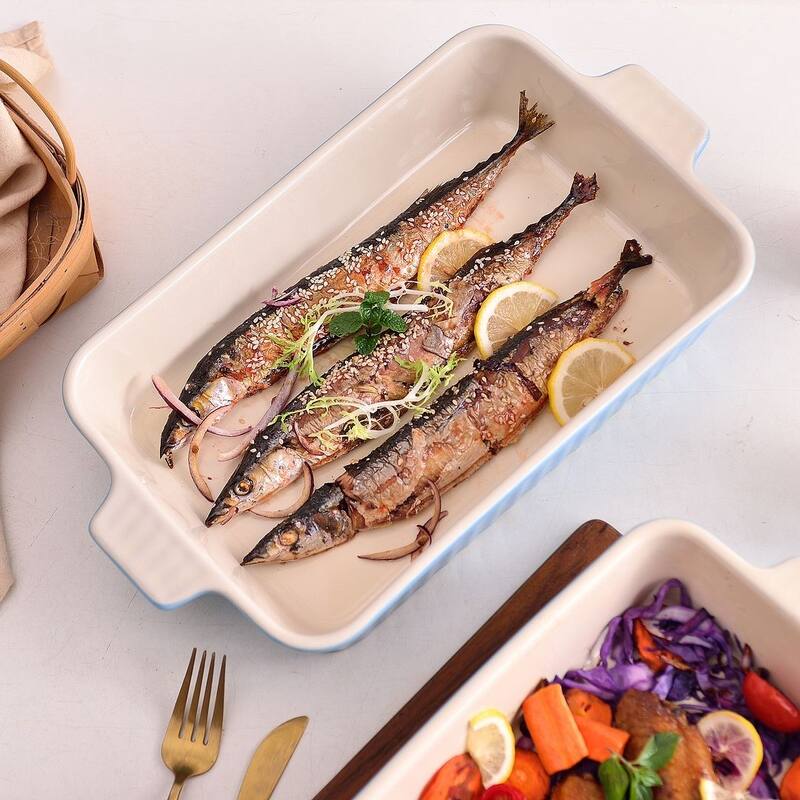 MALACASA Series Bake.Bake, Rectangle Porcelain Bakeware Set