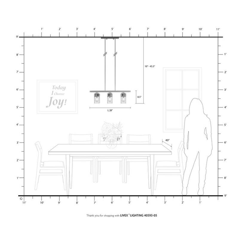 Livex Lighting 3-light Polished Chrome Chandelier, 40593-05 - 28" L X 4.5" W X 10"- 46" ADJ H