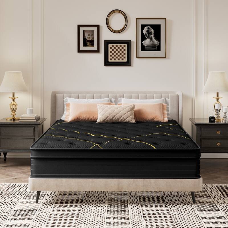 12-inch Medium Hybrid Mattress in a Box - Black - King