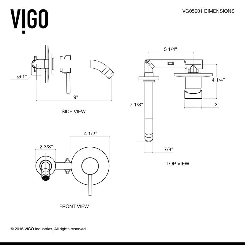 VIGO Olus 5" H Single Handle Wall Mount Bathroom Faucet
