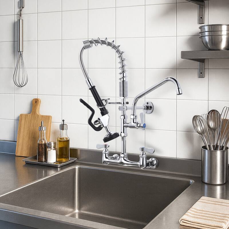 WOWOW Pull Down Sprayer Commeicial Faucet with Pre-Rinse Sprayer