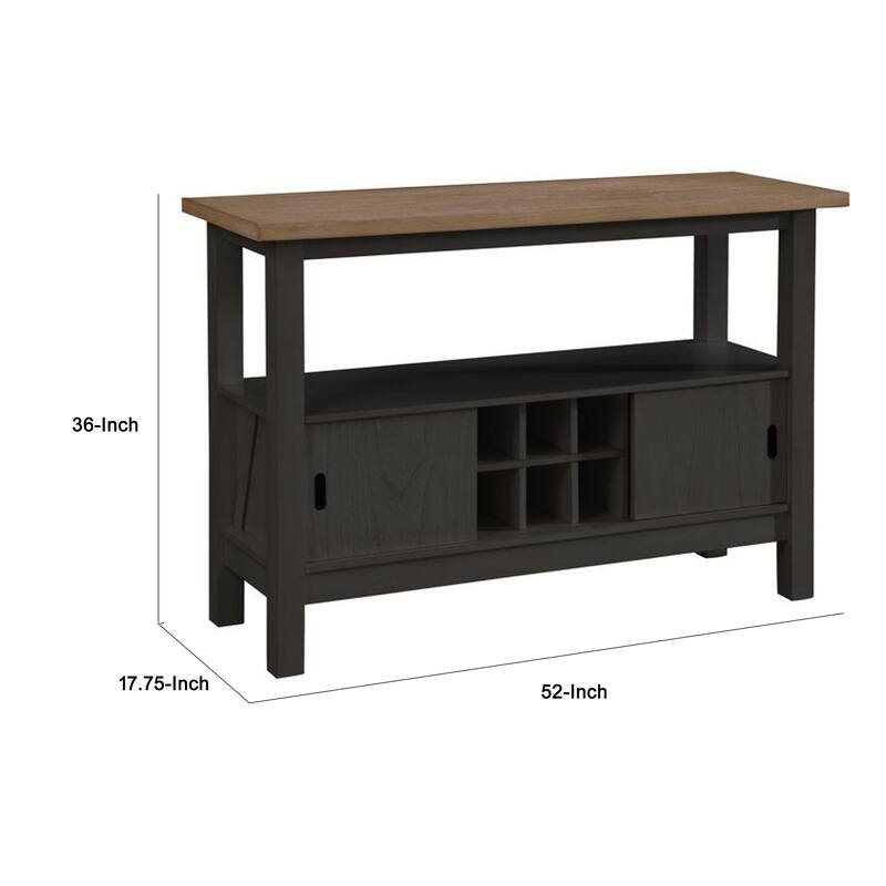 Riby Sideboard Buffet Server Cabinet, Wine Racks, 2 Doors, Black 52 Inch