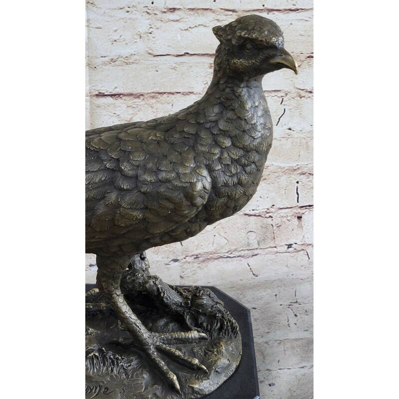 Pheasant Grouse Game Bird Hunter Bronze Marble Statue Sculpture Wildlife Trophy
