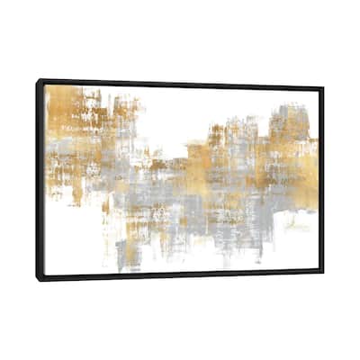iCanvas "Dynamic Gold on Grey I" by Alex Wise Framed Canvas Print