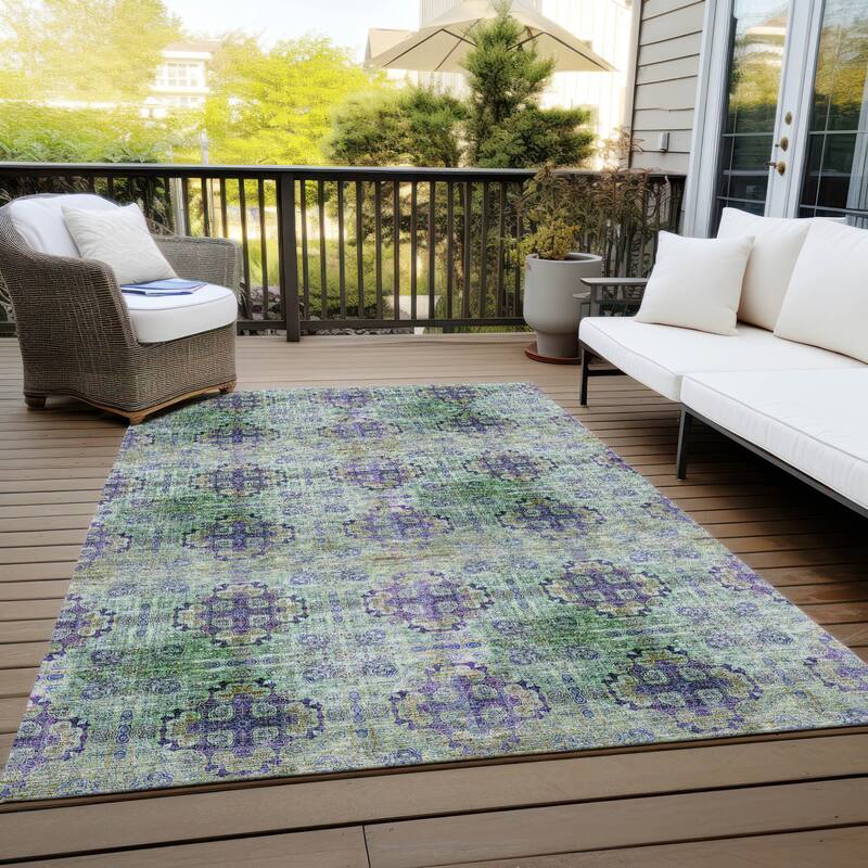 Altolu Garden-Inspired Weather Resistant Classic Meets Modern Runner Outdoor Rug