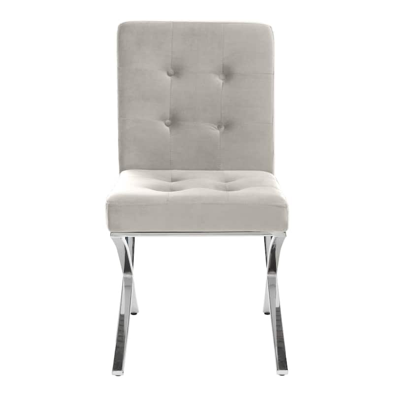 SAFAVIEH Merrilee Glam Black Chrome Tufted Side Chair - 19Wx23Dx35H