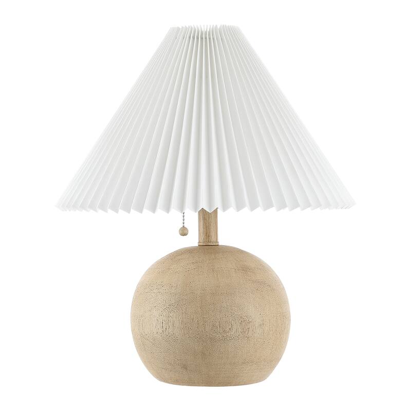 Arvid 17.25" Coastal Scandinavian Resin/Iron Sphere LED Table Lamp with Pleated Shade and Pull Chain, by JONATHAN Y