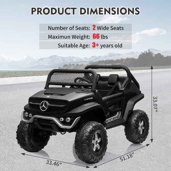 dimension image slide 0 of 2, 24V Ride On Truck Car for Kids 2 Seater