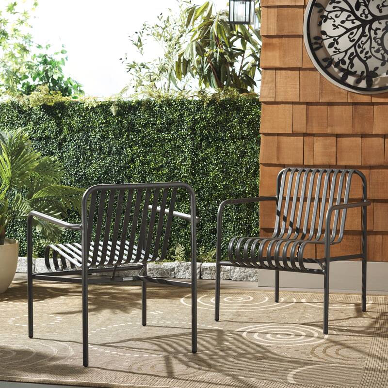 SAFAVIEH Outdoor Patio Furniture Core Armchair (Set of 2), Fully Assembled - 26"W x 28"D x 32"H