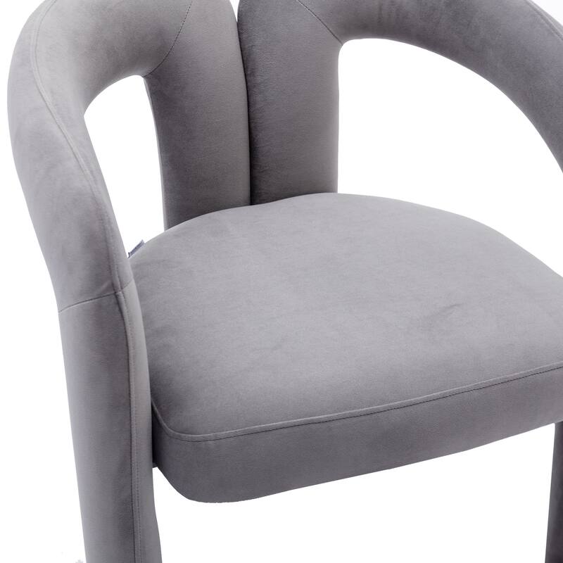 Gray Modern 25.2" Upholstered Accent Chair with Curved Circular Backrest and High-Density Foam (Set of 2)