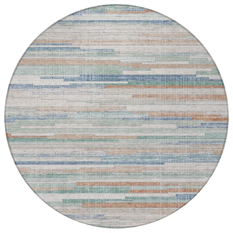 HomeRoots Striped Transitional Rectangle Outdoor Rug