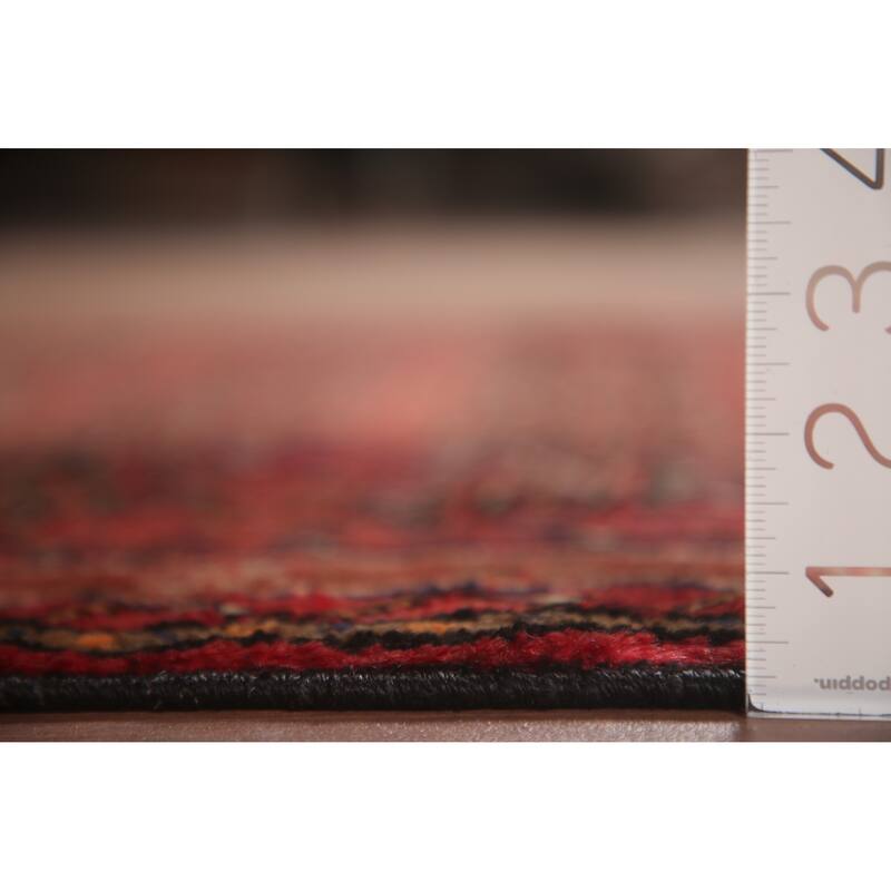 Hand Knotted Oriental 100% Wool Carpet Traditional All-Over Red Mahal Runner Rug - 9' 8'' X 3' 6''
