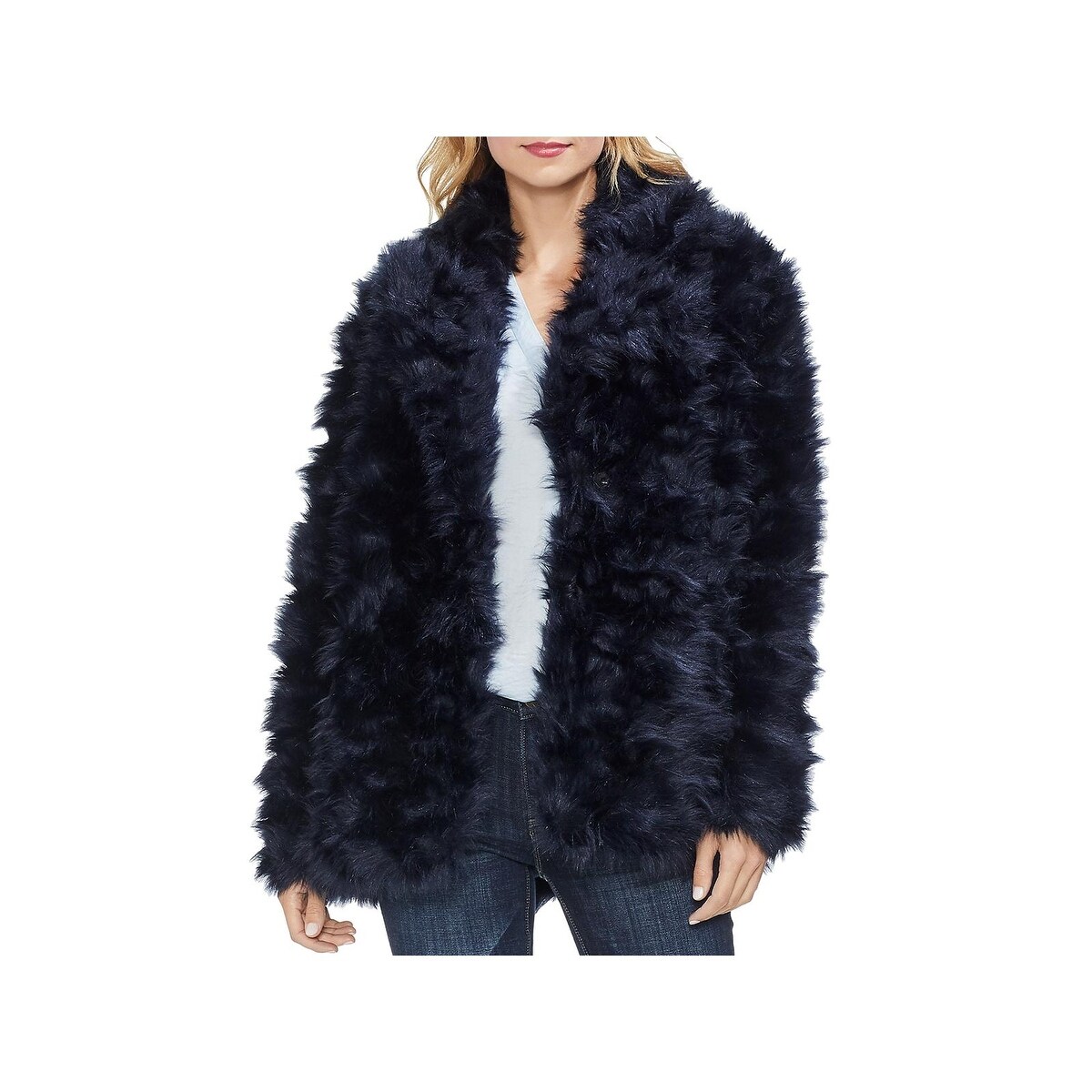Shop Vince Camuto Womens Faux Fur Coat Winter Shaggy Overstock