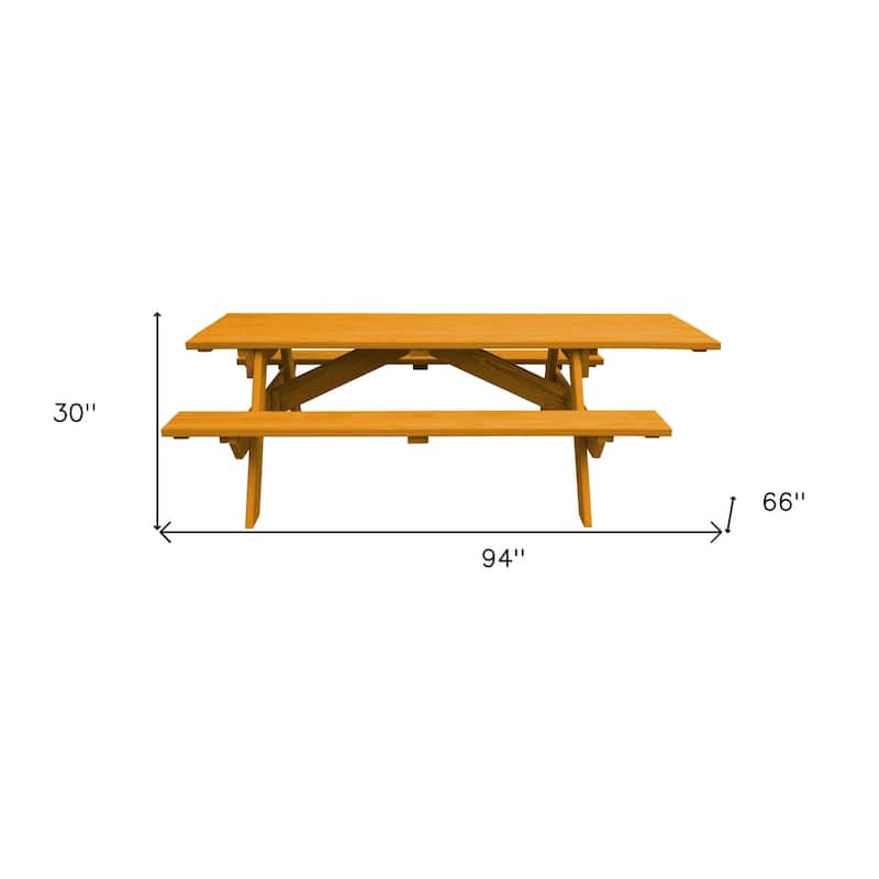 HomeRoots 94" Natural Solid Wood Outdoor Picnic Table