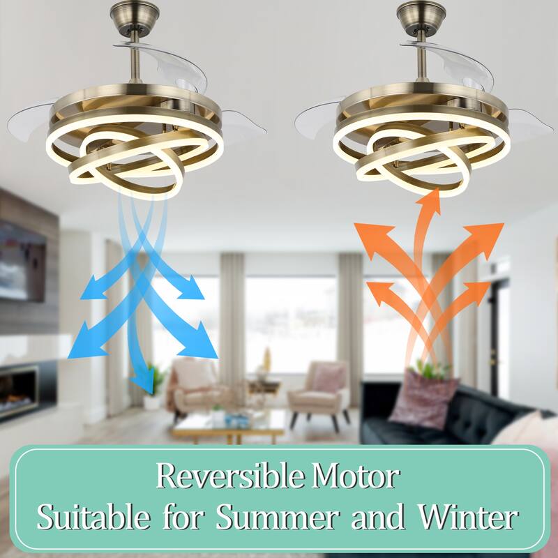 Oaks Aura 42in. LED DIY Shape Modern Ring Ceiling Fan With Lights, 6-Speed Latest DC Motor Remote Control Rose Ceiling Fan