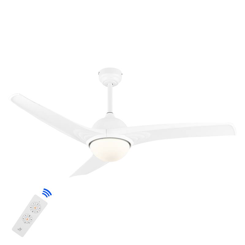 Aviator 52" 1-Light Industrial Iron/Plastic Mobile-App/Remote-Controlled 6-Speed Propeller LED Ceiling Fan, by JONATHAN Y