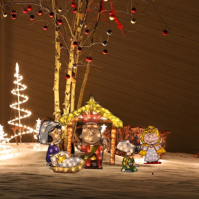 32" Peanuts 2D LED PreLit Yard Art Nativity Pageant 5pc Set