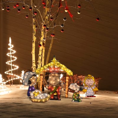 32" Peanuts 2D LED PreLit Yard Art Nativity Pageant 5pc Set