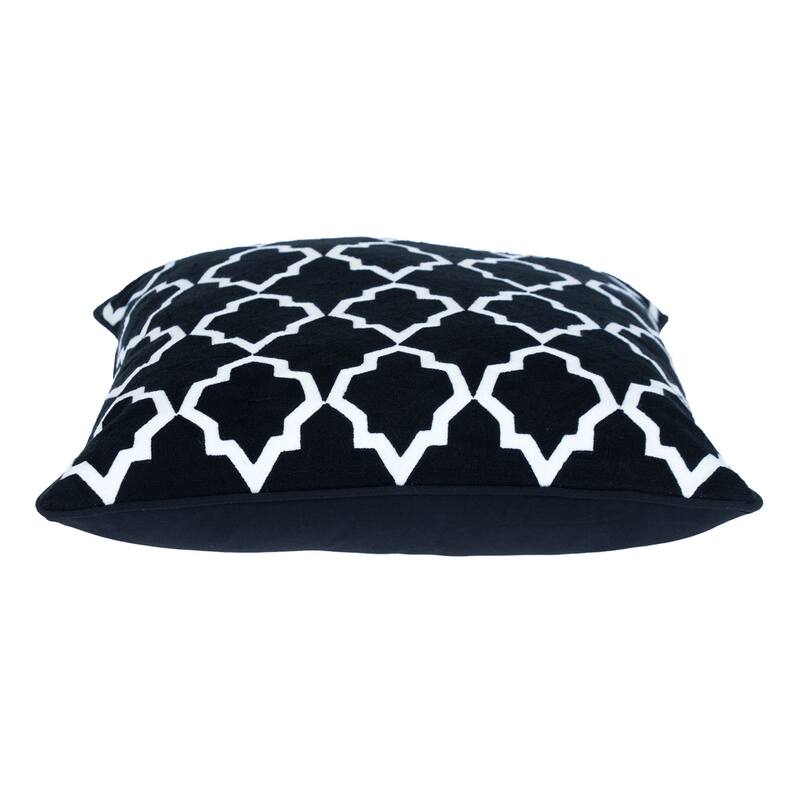 Square Cotton Geometric Throw Pillow - 20" - Black and White