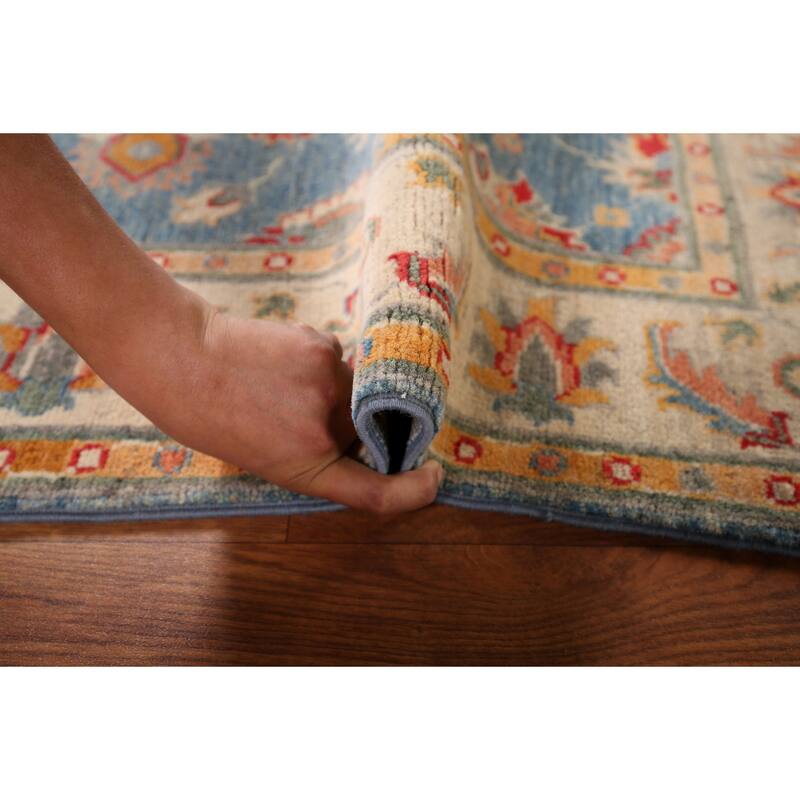 Blue Kazak Oriental Accent Rug Handmade Floral Wool Carpet - 3'3" x 4'11"